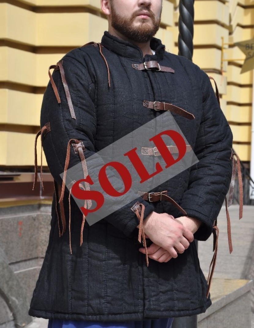 Medieval black gambeson photo made by Steel-mastery.com
