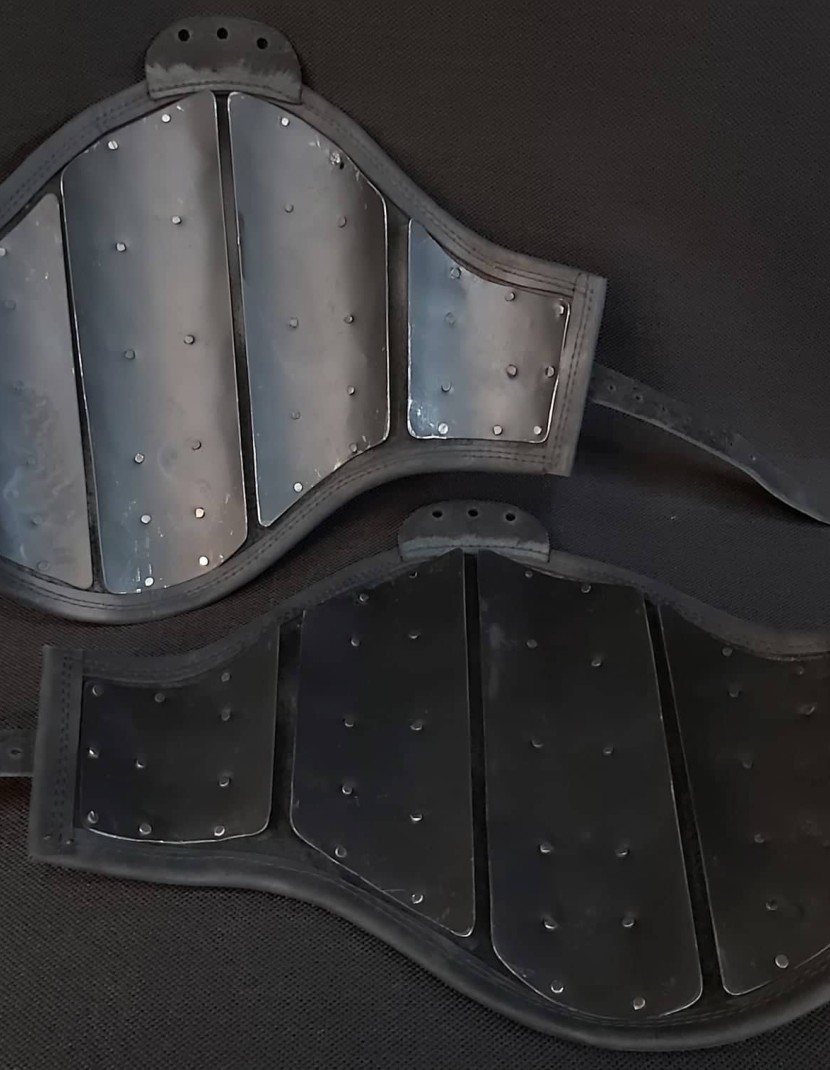 Black leather brigandine protection photo made by Steel-mastery.com