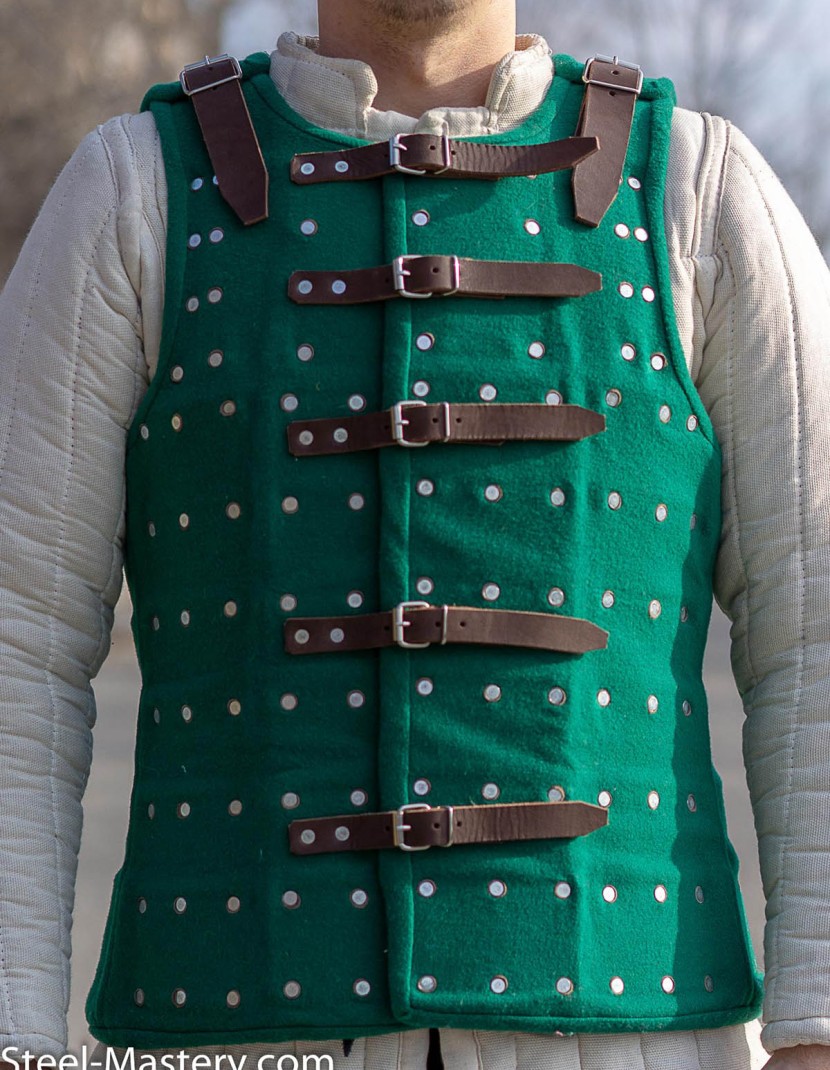 GREEN WOOLEN BRIGANDINE, L size photo made by Steel-mastery.com