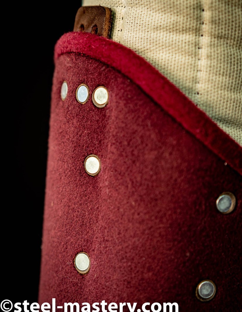 WINE RED WOOLEN MEDIEVAL BRACERS  photo made by Steel-mastery.com