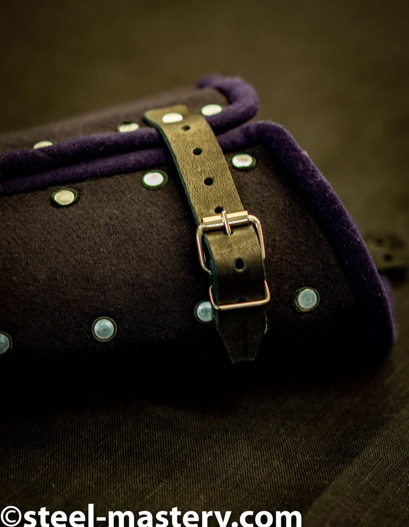 DARK BIUE WITH PURPLE WOOLEN MEDIEVAL BRACERS  photo made by Steel-mastery.com