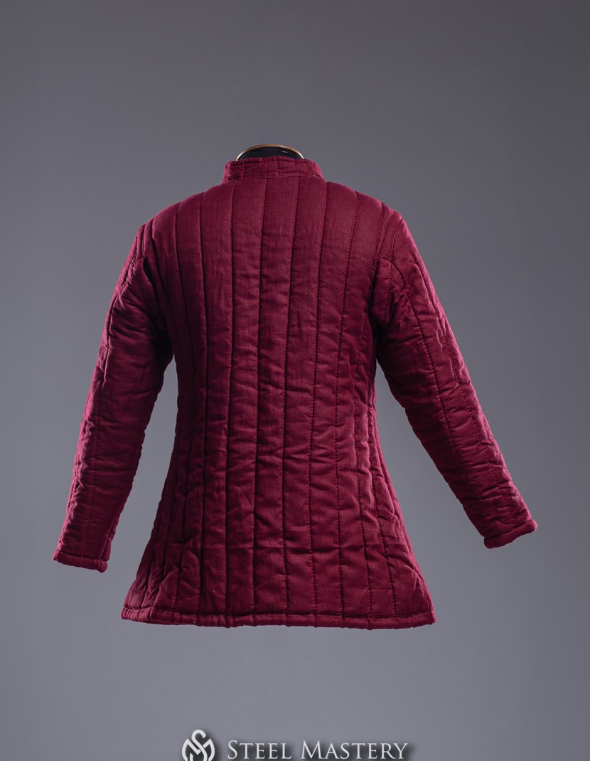 Linen wine red gambeson in L size  photo made by Steel-mastery.com