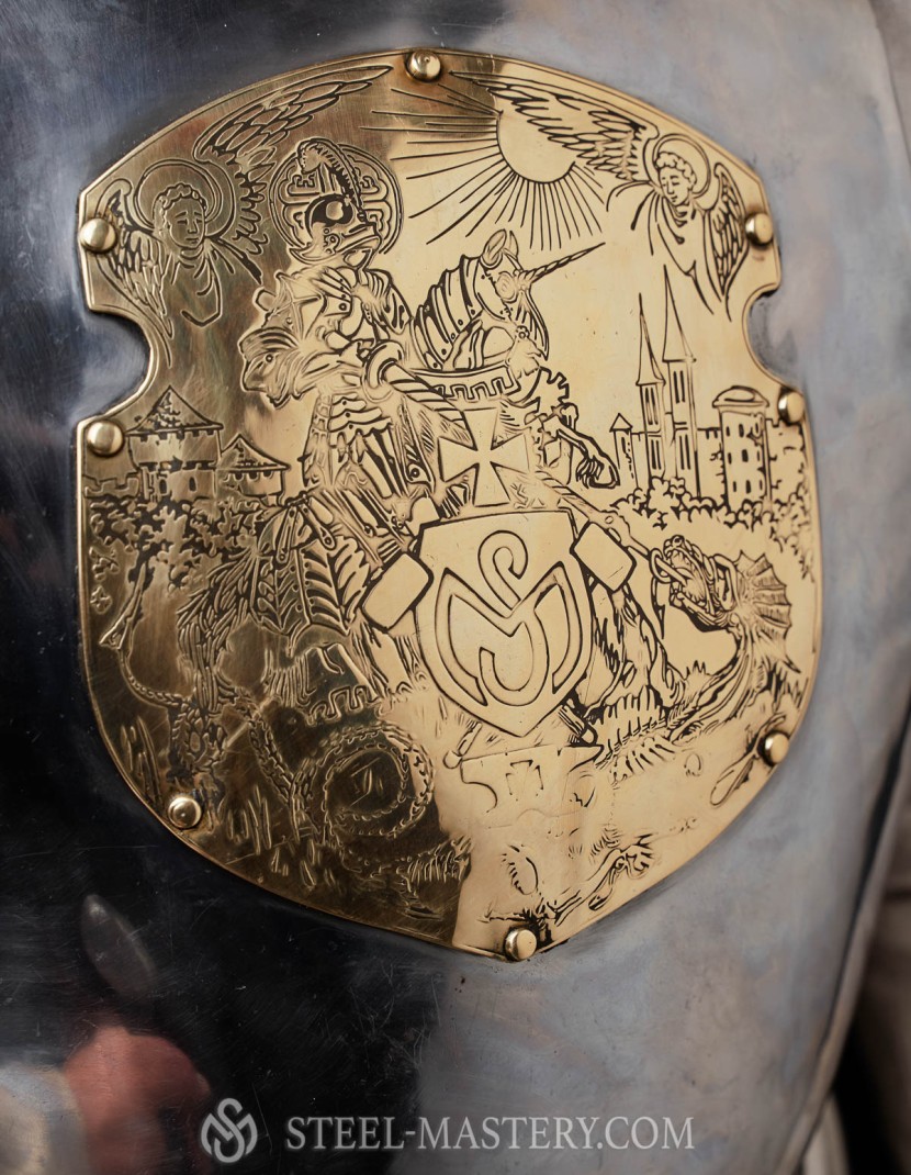 One-piece breastplate with decorative plate photo made by Steel-mastery.com