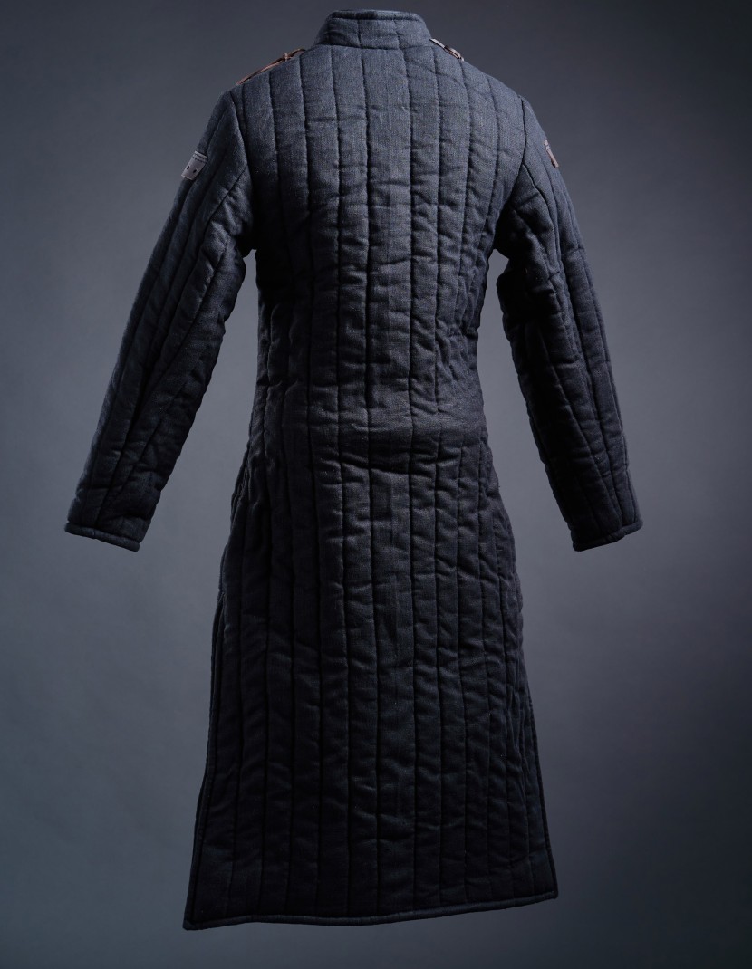 Black linen long gambeson  photo made by Steel-mastery.com