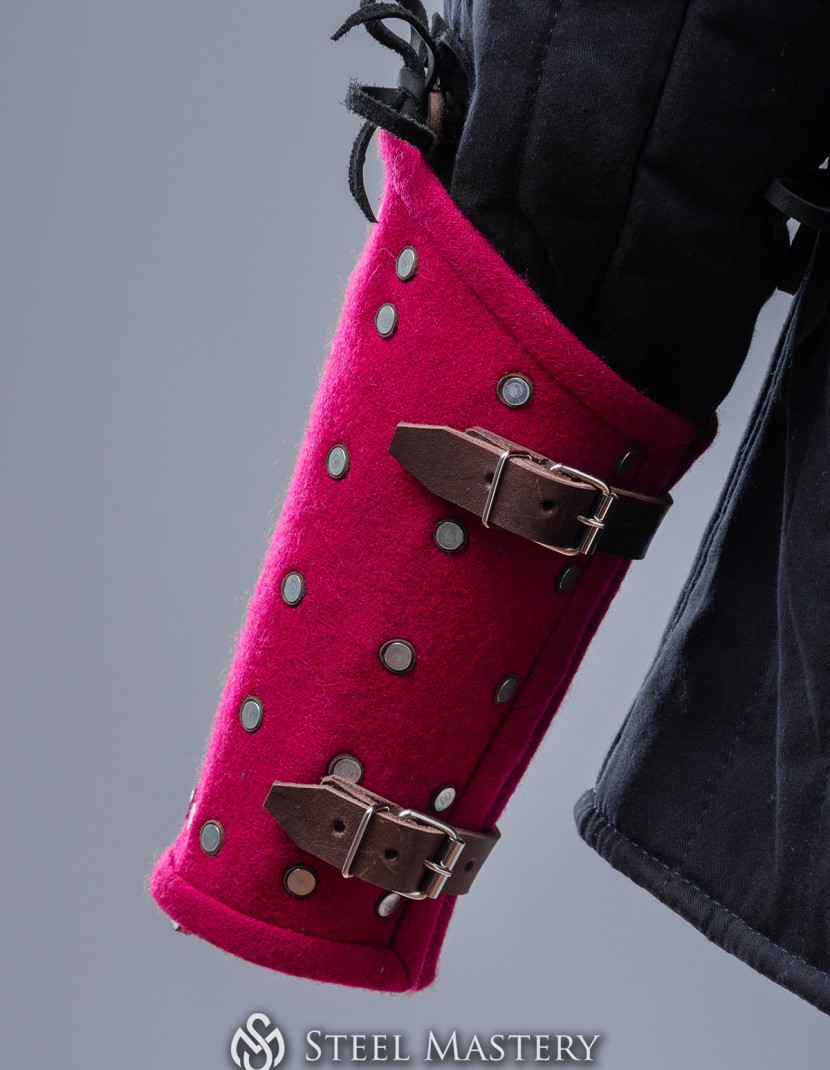 PINK WOOLEN MEDIEVAL BRACERS S SIZE IN STOCK  photo made by Steel-mastery.com