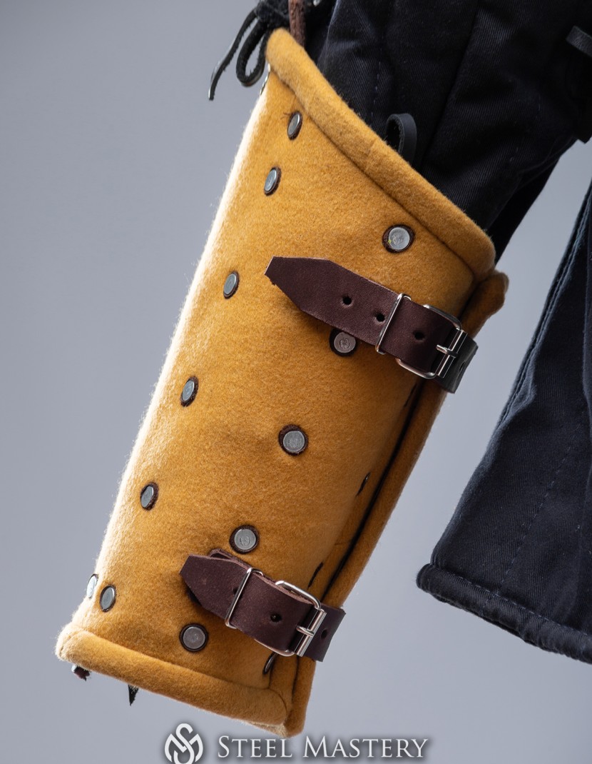 YELLOW WOOLEN MEDIEVAL BRACERS XS SIZE IN STOCK  photo made by Steel-mastery.com