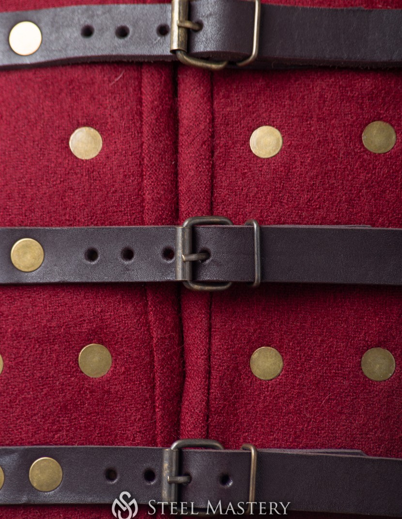 Chalkins brigandine in stock, wine red wool  photo made by Steel-mastery.com