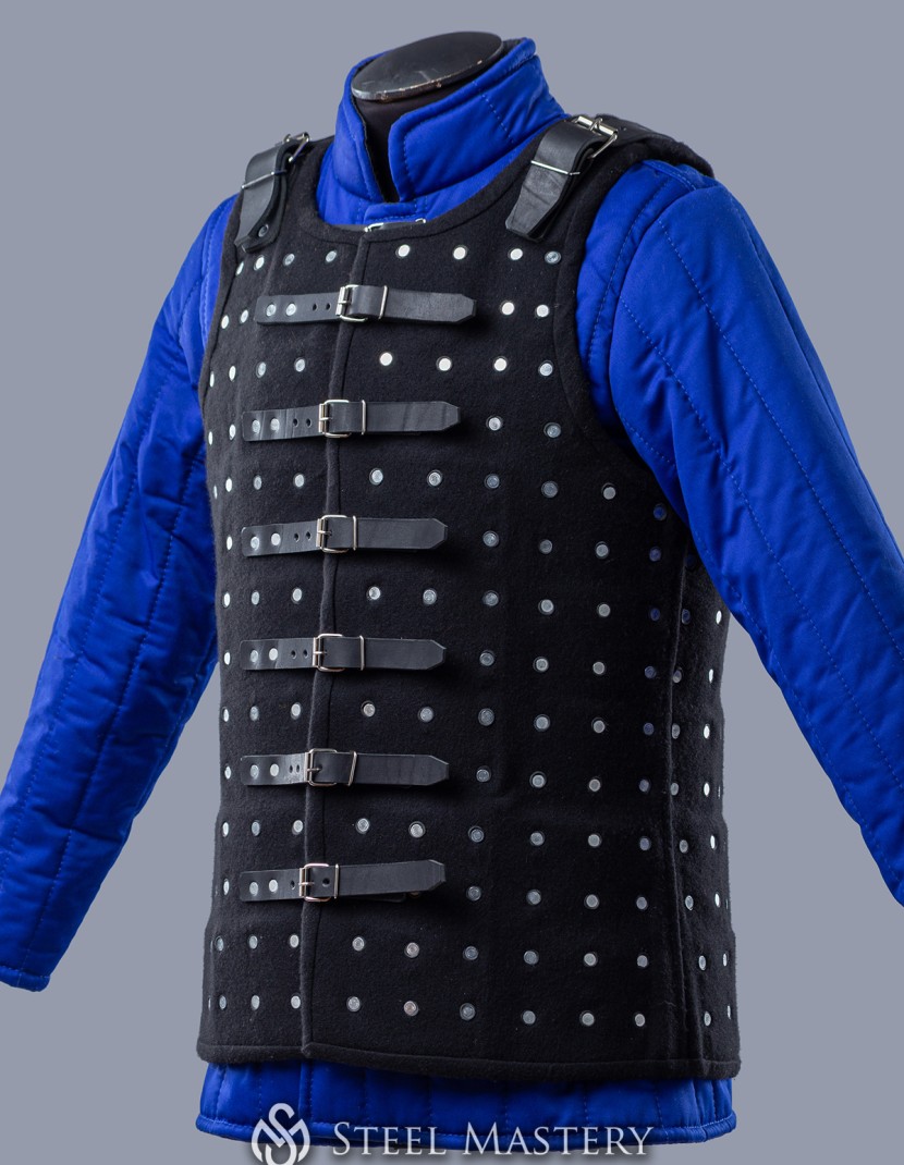 Chalkins brigandine in stock, black wool photo made by Steel-mastery.com