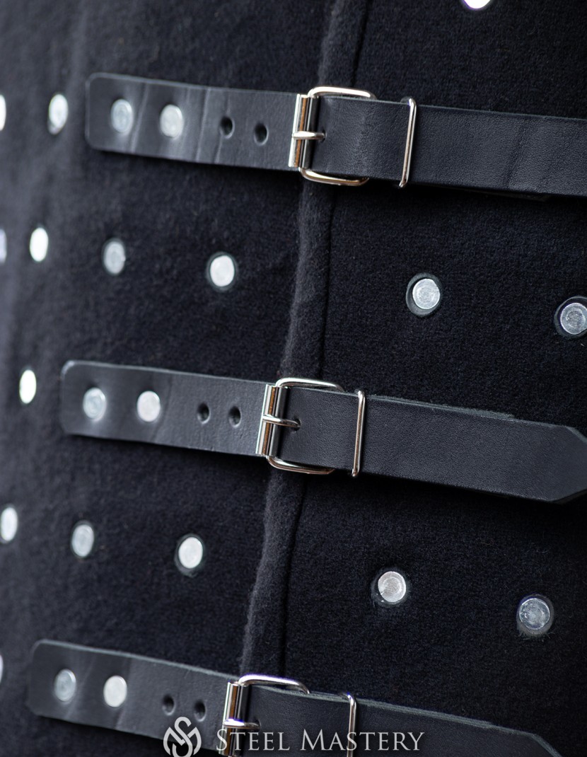 Chalkins brigandine in stock, black wool photo made by Steel-mastery.com