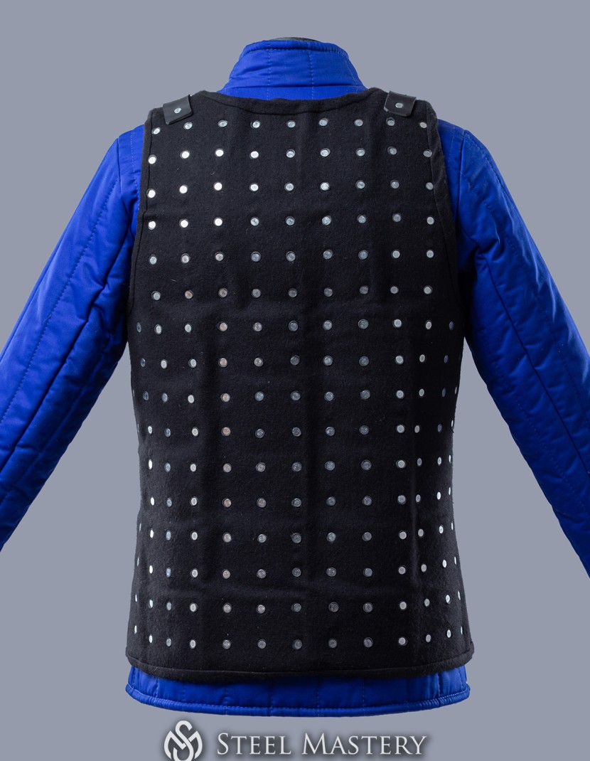 Chalkins brigandine in stock, black wool photo made by Steel-mastery.com