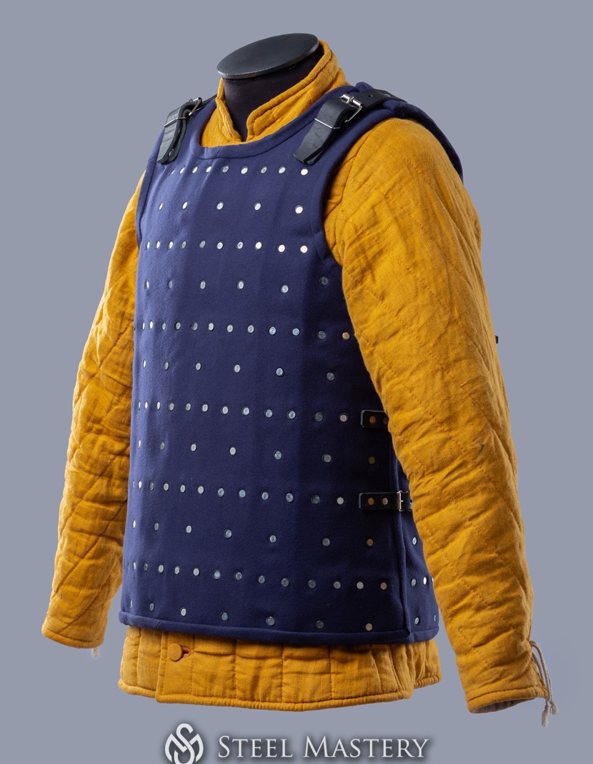 DARK BLUE BRIGANDINE WITH FASTENINGS ON THE SIDES, 2XL IN STOCK photo made by Steel-mastery.com