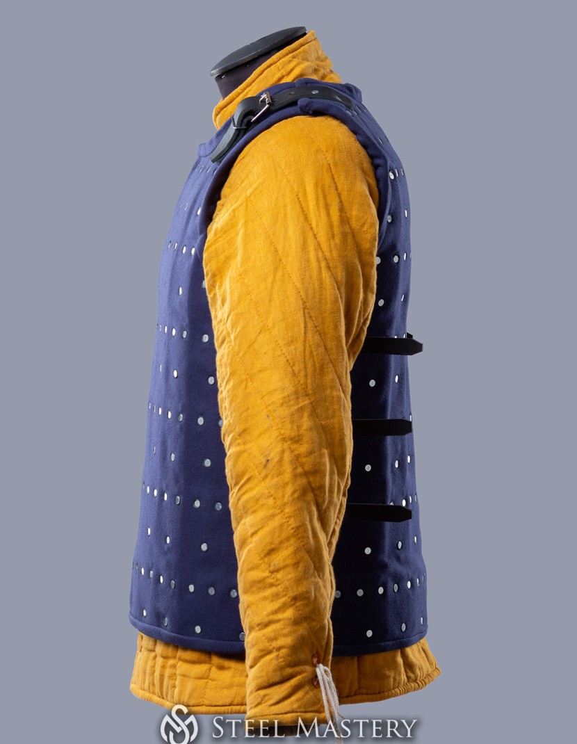 DARK BLUE BRIGANDINE WITH FASTENINGS ON THE SIDES, 2XL IN STOCK photo made by Steel-mastery.com