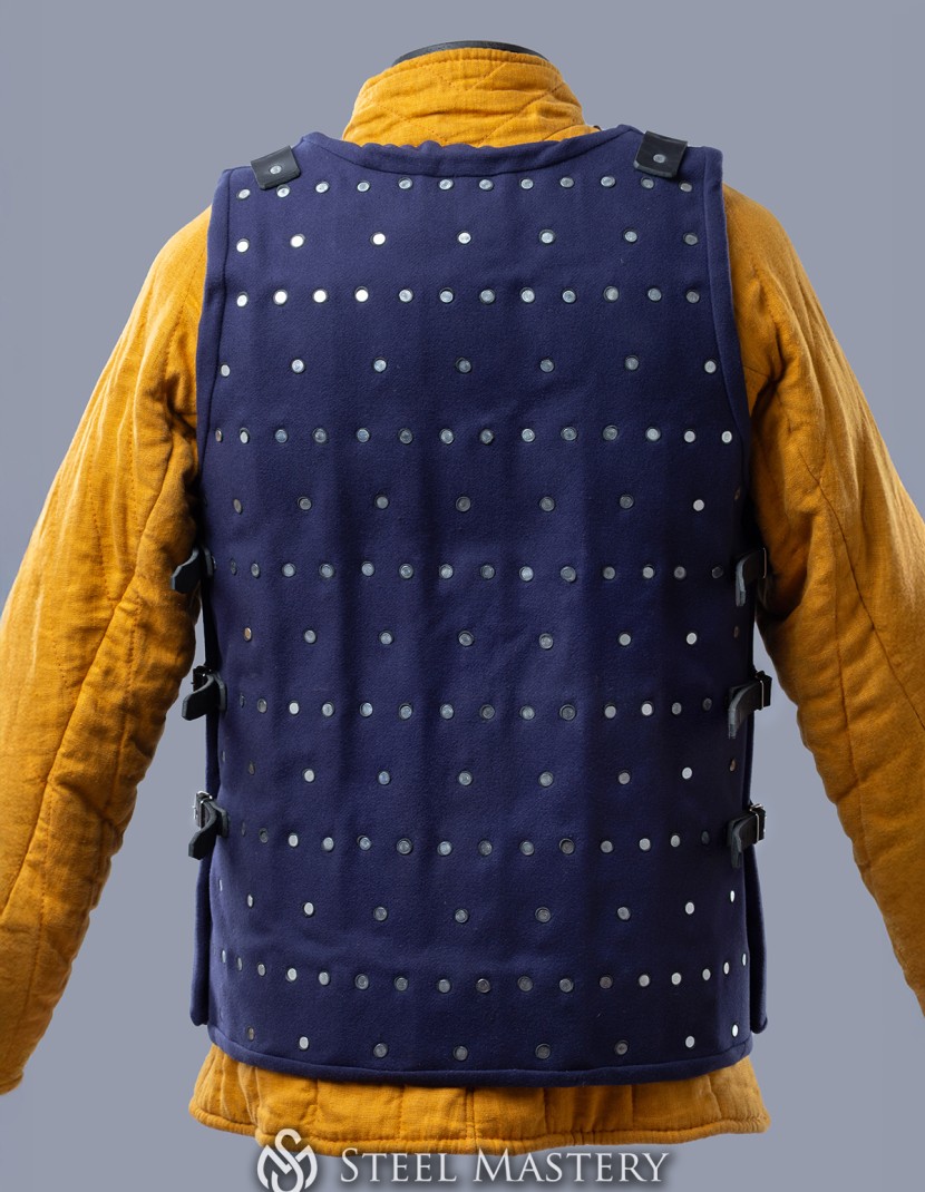 DARK BLUE BRIGANDINE WITH FASTENINGS ON THE SIDES, 2XL IN STOCK photo made by Steel-mastery.com