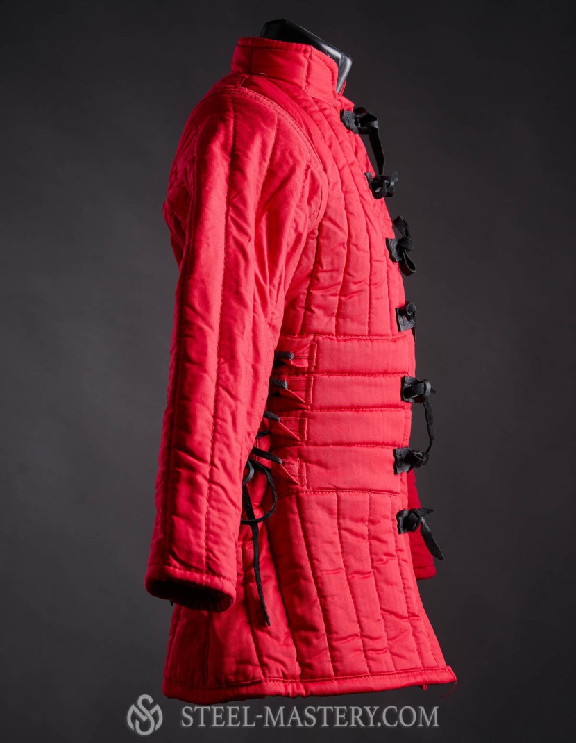 Women’s gambeson bright red, XS-size photo made by Steel-mastery.com