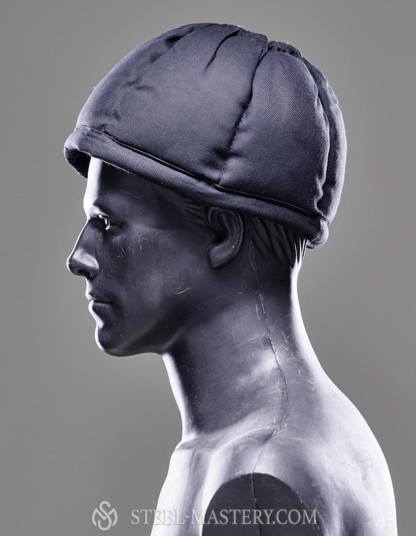 Cotton liner under Norman, Sallet or Conical Helmet photo made by Steel-mastery.com