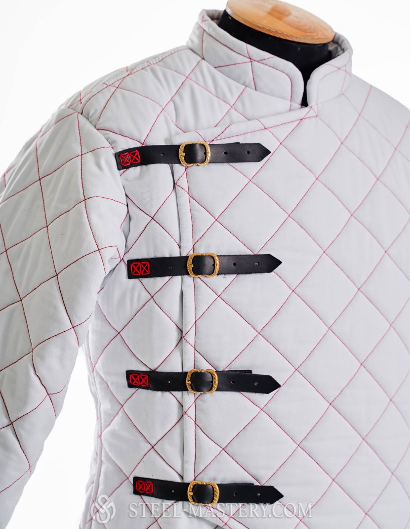 HEMA style gambeson with red diamond stitching, XL size photo made by Steel-mastery.com