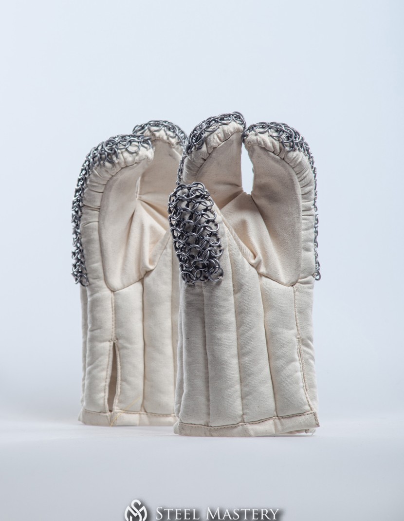 Padded gauntlets with chain mail protection in stock  photo made by Steel-mastery.com