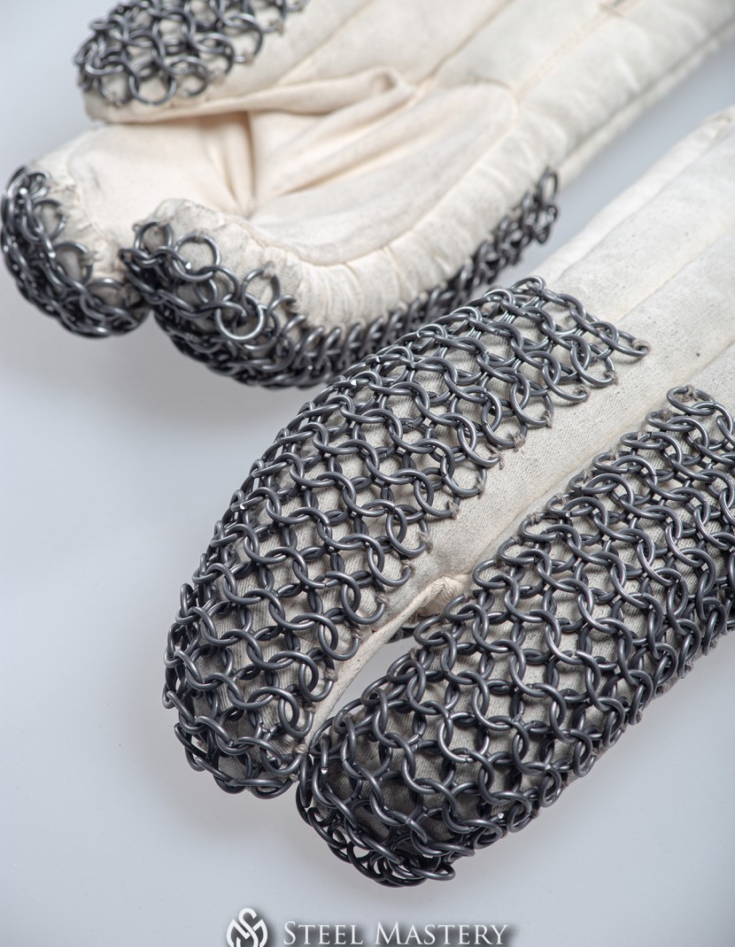 Padded gauntlets with chain mail protection in stock  photo made by Steel-mastery.com