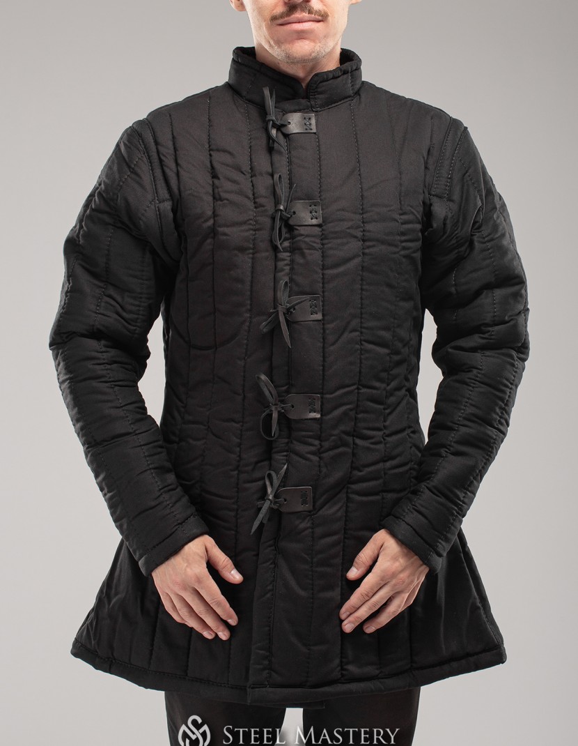 In stock black cotton gambeson S-M size  photo made by Steel-mastery.com