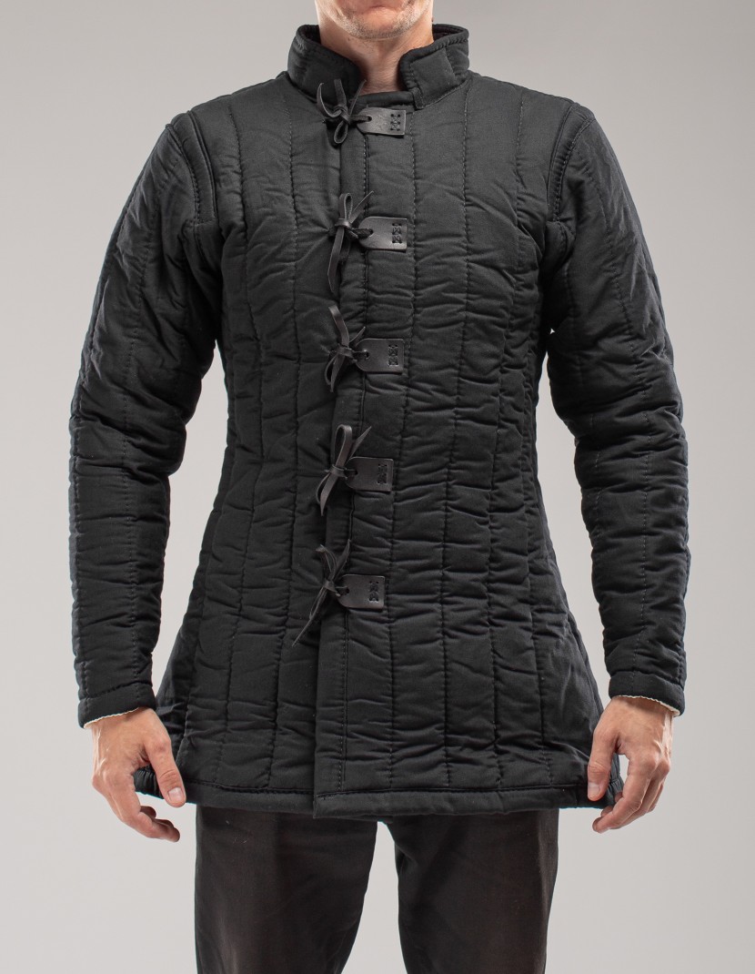 IN STOCK BLACK ORDINARY COTTON GAMBESON S-XS SIZE photo made by Steel-mastery.com