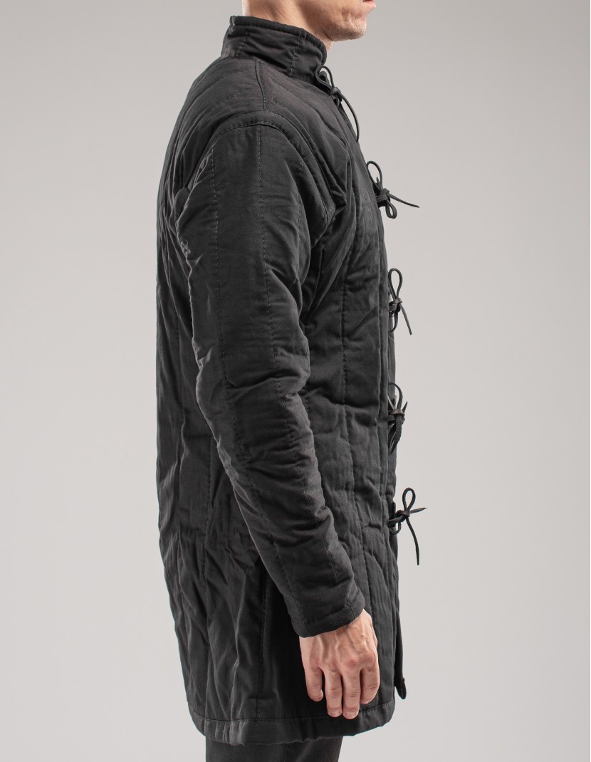 Black ordinary gambeson in stock S size photo made by Steel-mastery.com