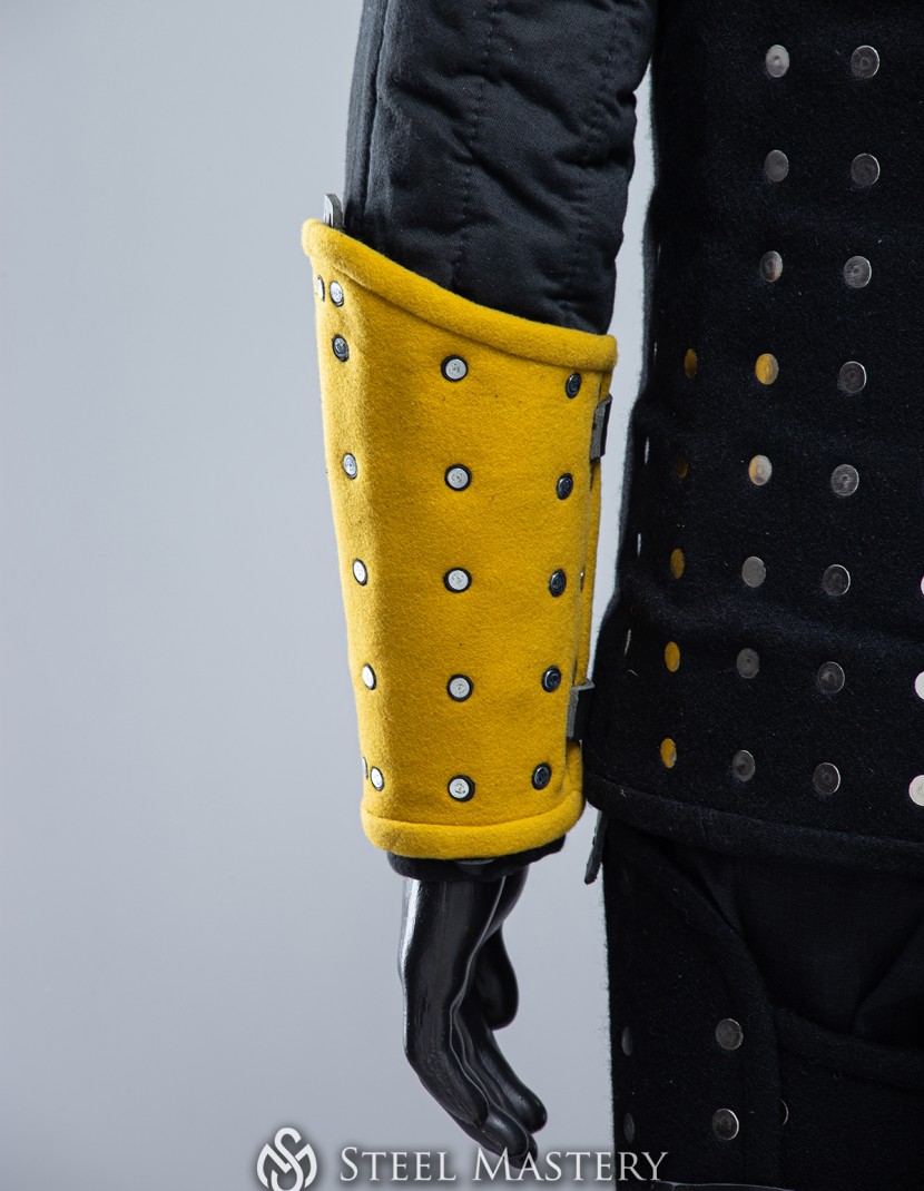 YELLOW WOOLEN MEDIEVAL BRACERS S SIZE IN STOCK photo made by Steel-mastery.com