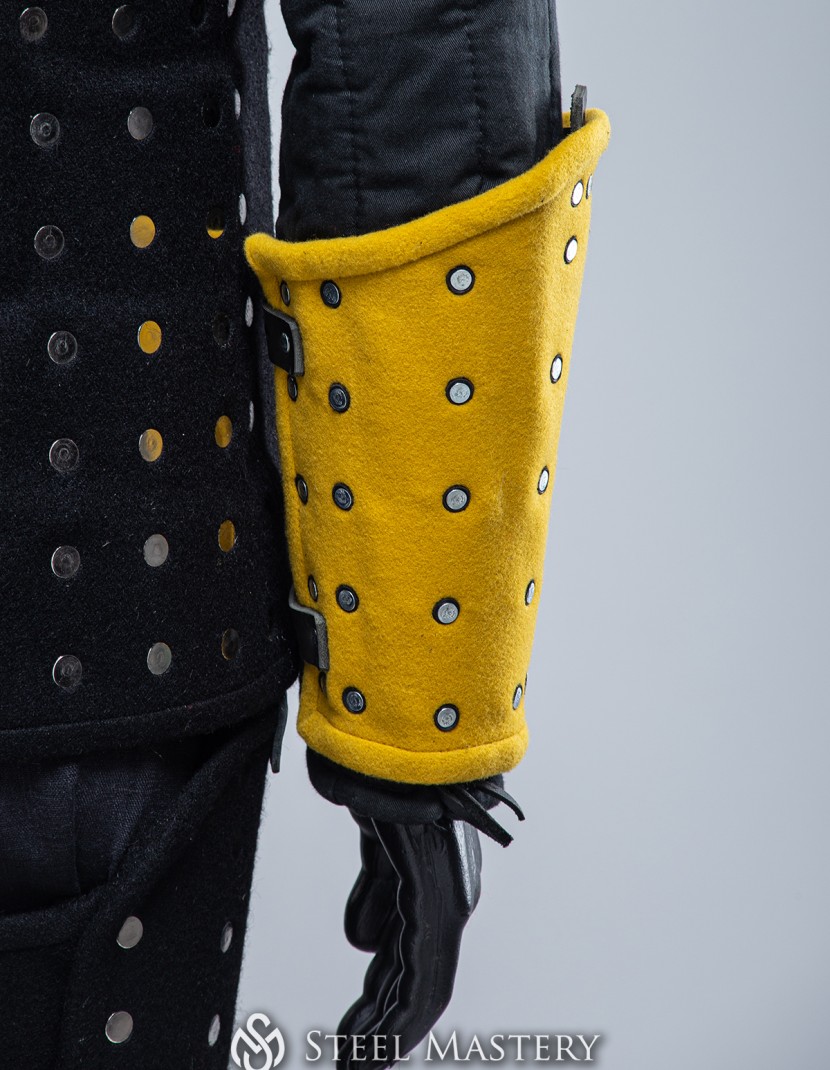 YELLOW WOOLEN MEDIEVAL BRACERS S SIZE IN STOCK photo made by Steel-mastery.com