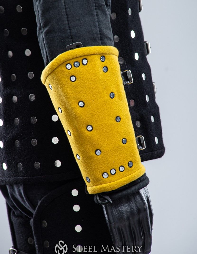 YELLOW WOOLEN MEDIEVAL BRACERS S SIZE IN STOCK photo made by Steel-mastery.com
