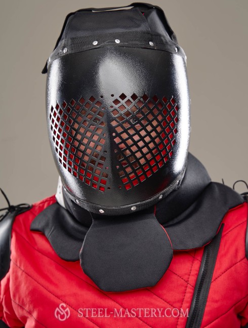Helmet for knife- and stick-fighting, modern sword fighting and HMB fencing training