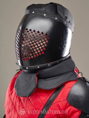 Helmet for knife- and stick-fighting, modern sword fighting and HMB fencing training