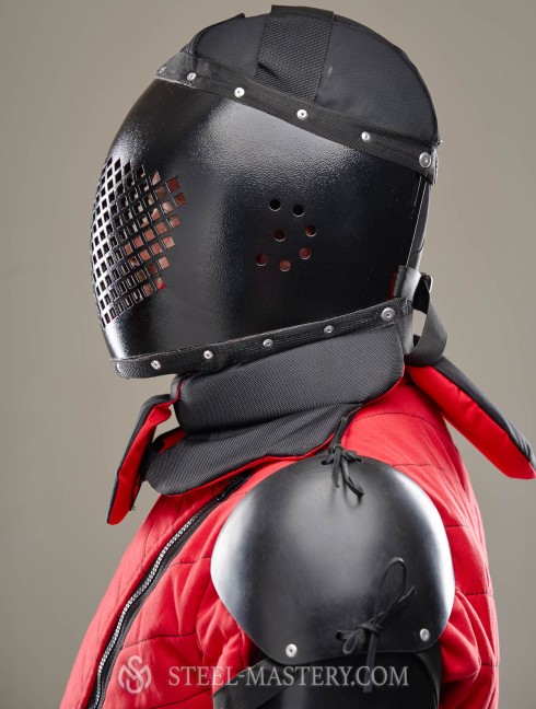 Helmet for knife- and stick-fighting, modern sword fighting and HMB fencing training