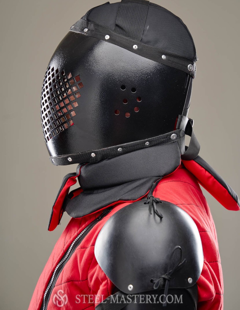 Helmet for knife- and stick-fighting, modern sword fighting and HMB fencing training photo made by Steel-mastery.com