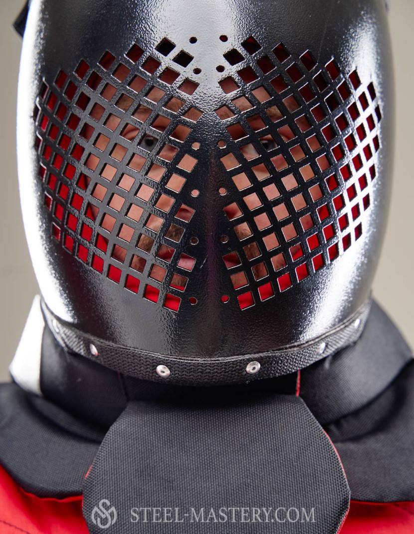 Helmet for knife- and stick-fighting, modern sword fighting and HMB fencing training photo made by Steel-mastery.com