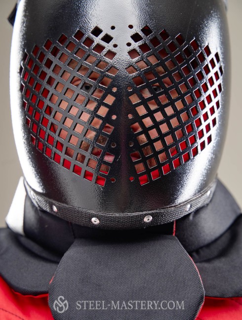 Helmet for knife- and stick-fighting, modern sword fighting and HMB fencing training