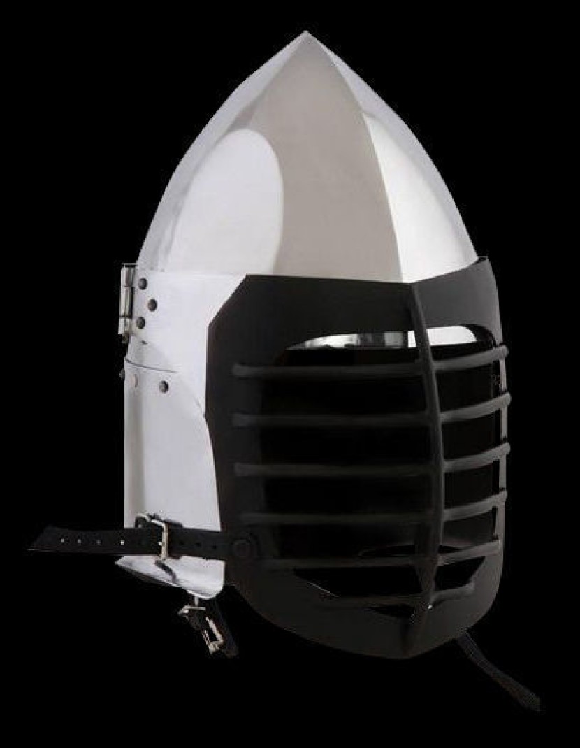 Helmet with lifting visor and bar grid photo made by Steel-mastery.com