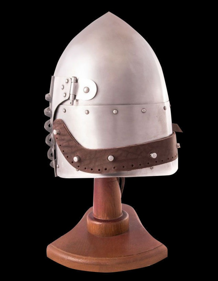 Helmet with lifting visor and bar grid photo made by Steel-mastery.com