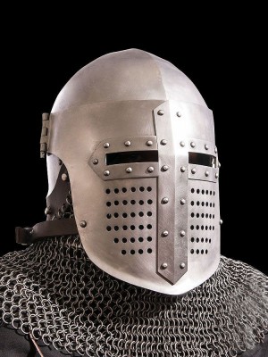 Early bascinet with lifting visor