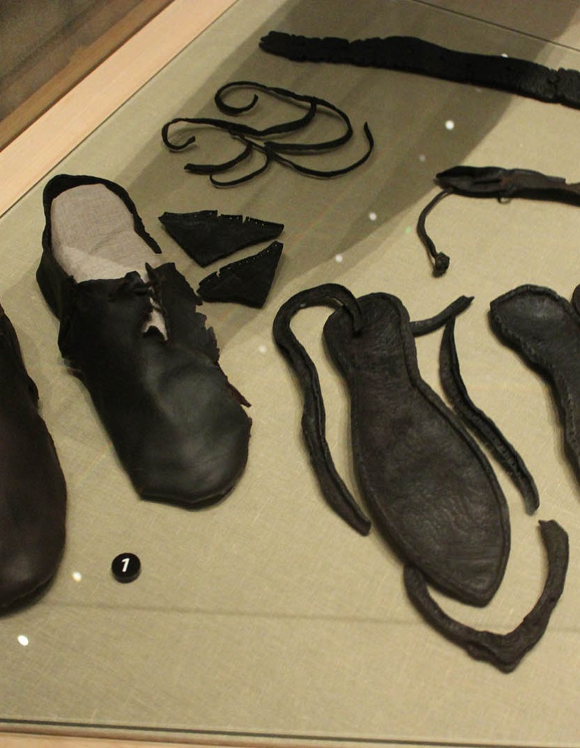Medieval shoes from Bocksten, in stock  photo made by Steel-mastery.com