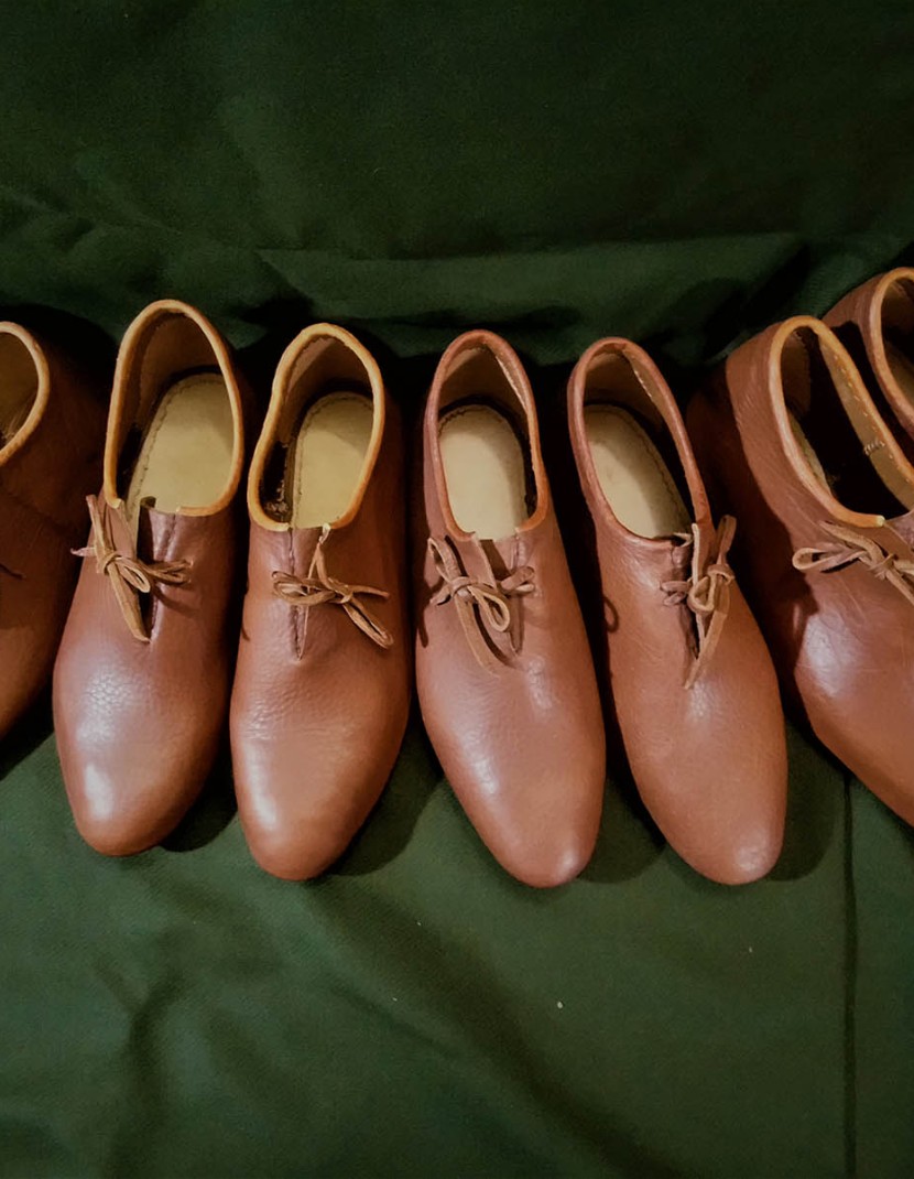 Medieval shoes from Bocksten, in stock  photo made by Steel-mastery.com