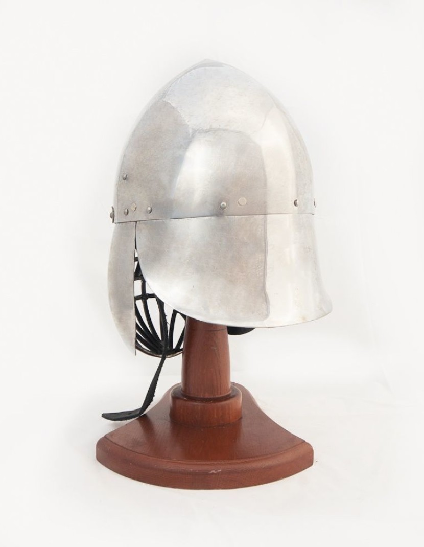 Conical SCA helmet with the grid and full protection of the neck photo made by Steel-mastery.com