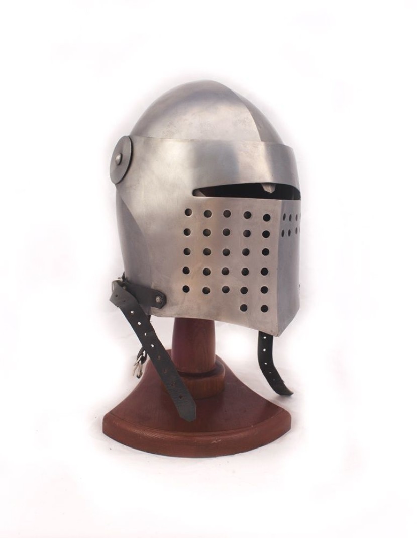 Barbute helm with lifting visor (2,5 mm steel) photo made by Steel-mastery.com