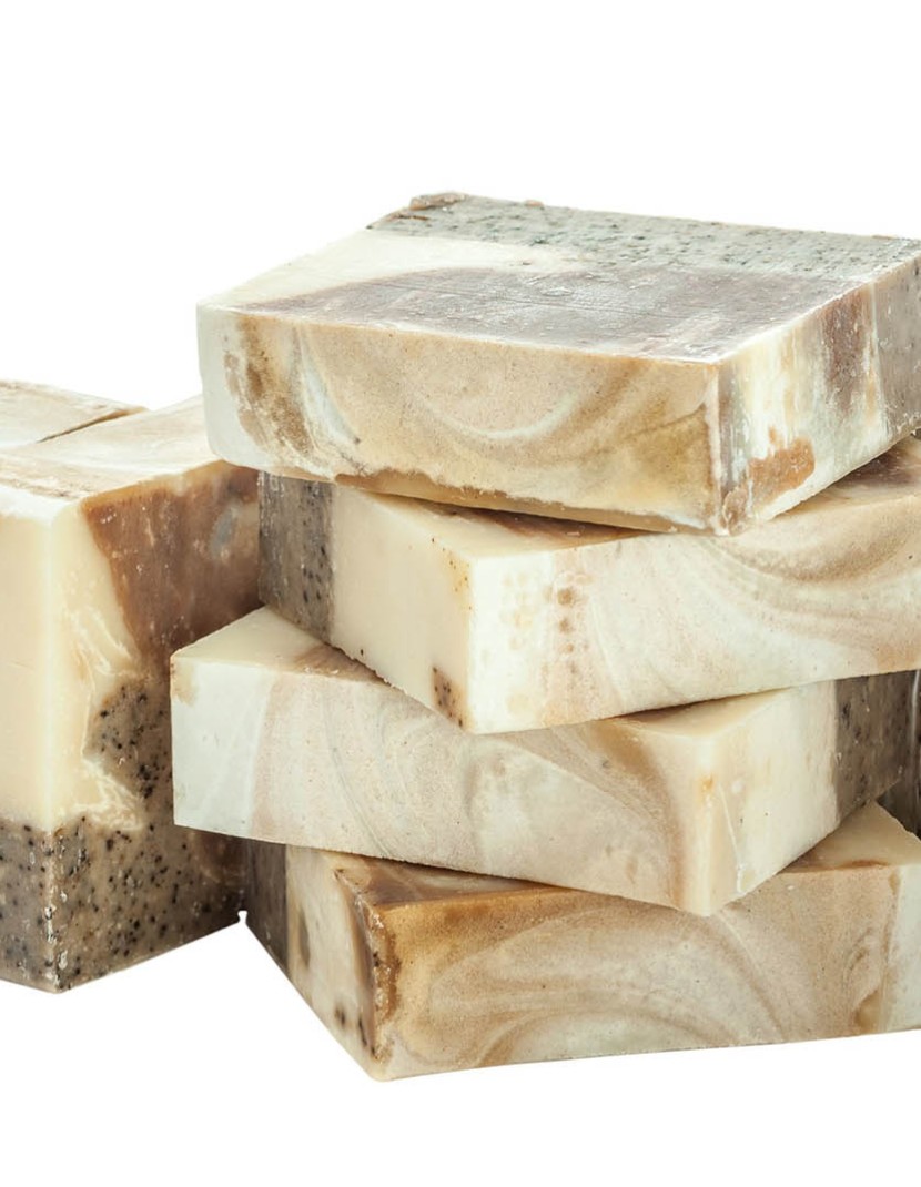 Homemade natural craft scrub soap with coffee and cocoa photo made by Steel-mastery.com