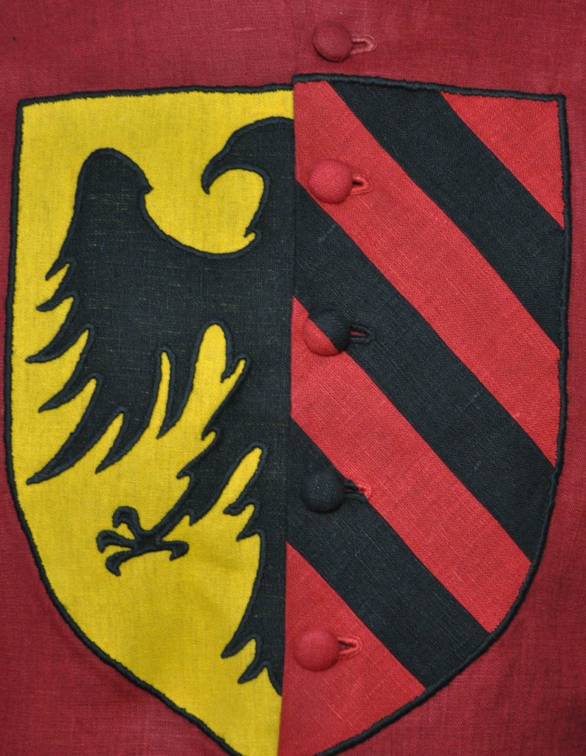 RED TABARD WITH A HALF BLACK EAGLE ON A YELLOW SHIELD ANR RED-BLACK DIAGONAL STRIPES photo made by Steel-mastery.com