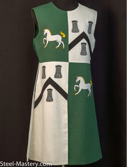 QUARTER COLORED TABARD WITH HORSES AND TOWERS