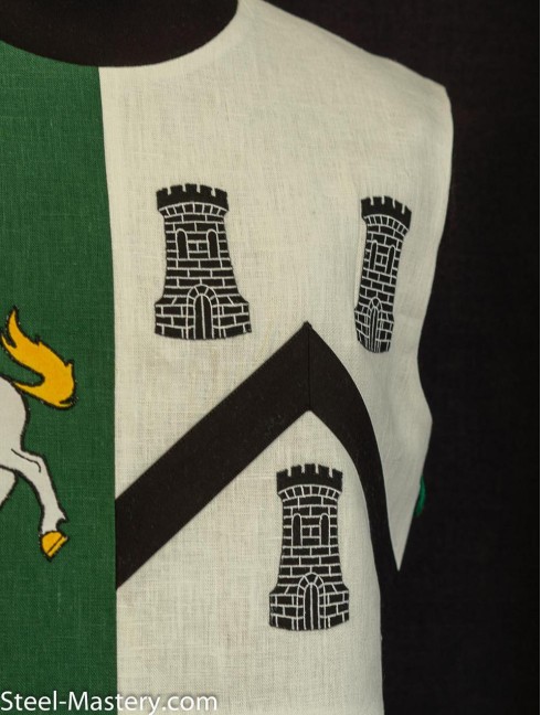 QUARTER COLORED TABARD WITH HORSES AND TOWERS