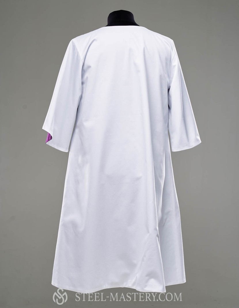 White cotton tabard with purple lining and decoration photo made by Steel-mastery.com