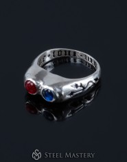 Medieval ring with two gems and inscription "Due tout mon coer" ("With all my heart"). France or England, 15th century.