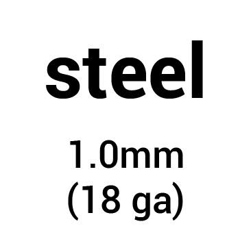 Material of metal plates : cold-rolled steel - 1.0 mm (18 ga)