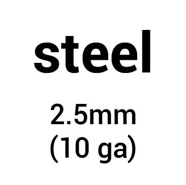 Metal for helmet dome: cold-rolled steel 2.5 mm (10 ga)