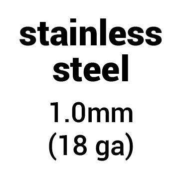 Material of metal plates for brigandines: stainless steel, 1.0 mm (18 ga)